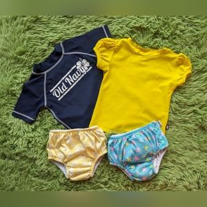2 sets of 18-24M rashguards & swim diapers